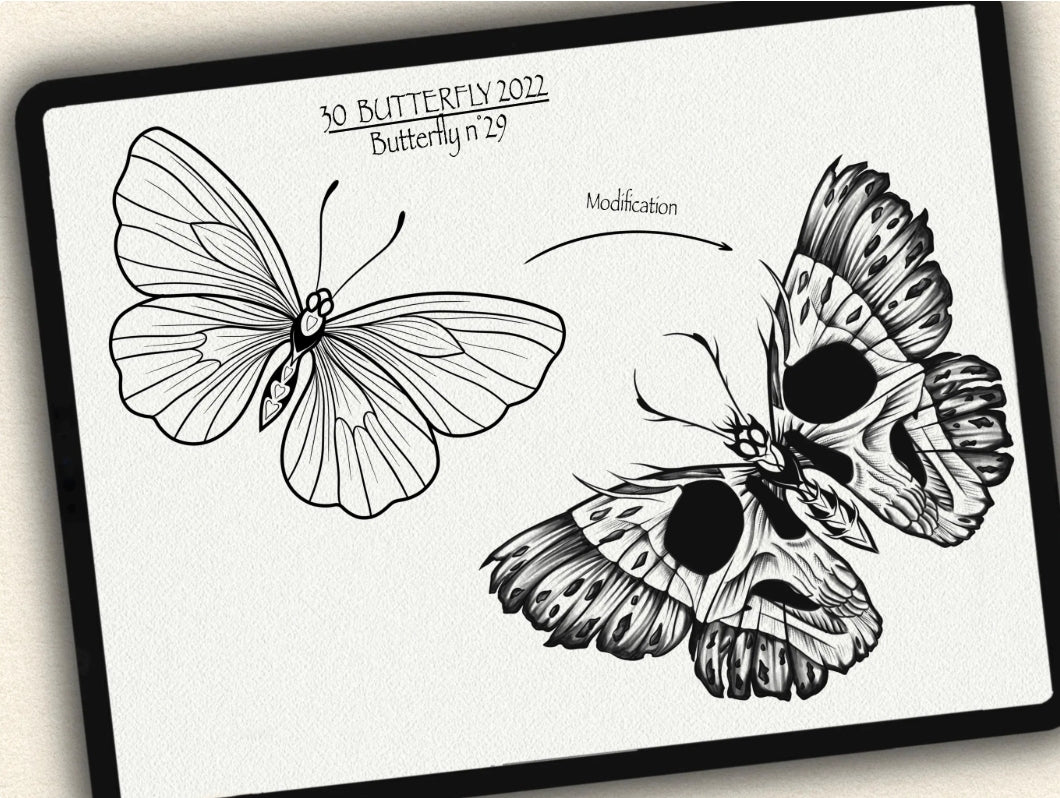 30 Butterfly Tattoo Brushes – Stamp Set for Procreate, Photoshop & CSP | Collection 2022
