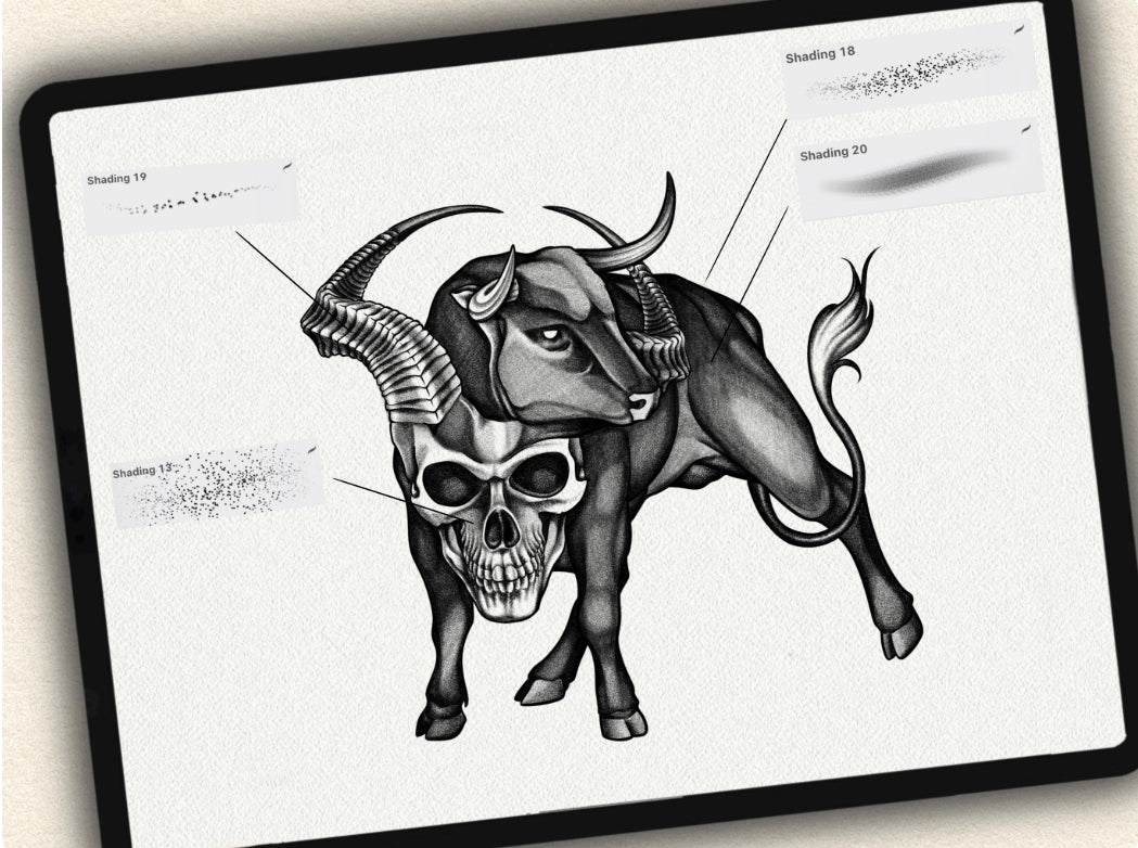 24 Tattoo Shading Brushes for Procreate | Collection 2023