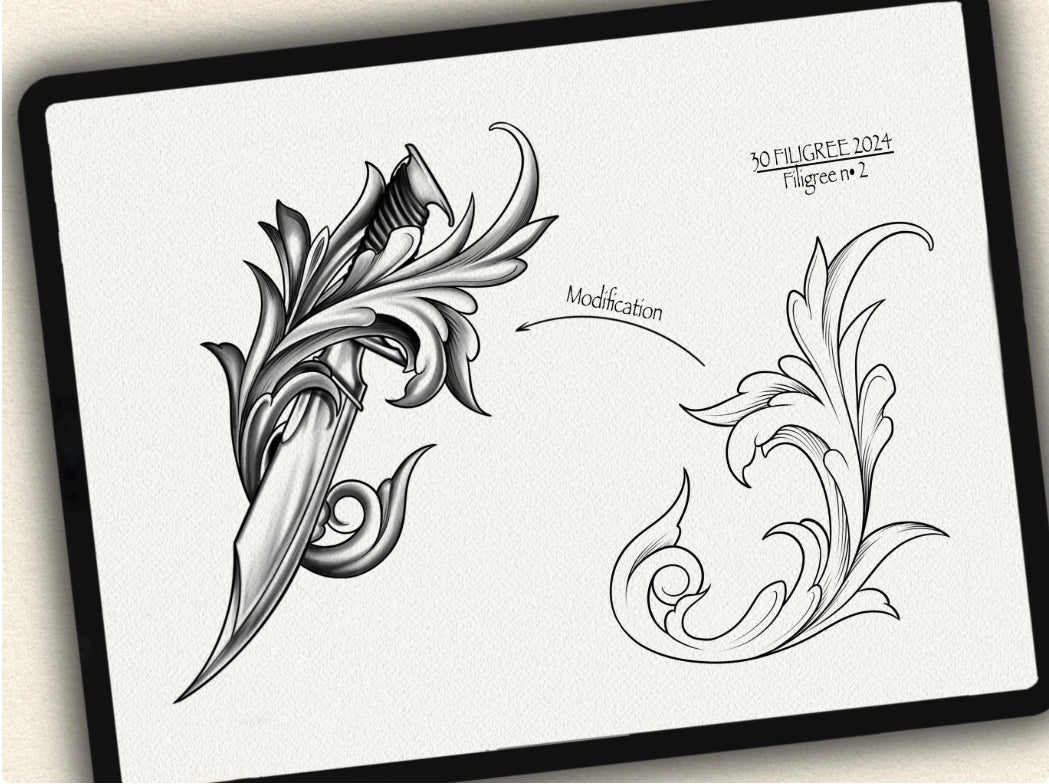 30 Filigree Tattoo Brushes – Stamp Set for Procreate, Photoshop & CSP | Collection 2024