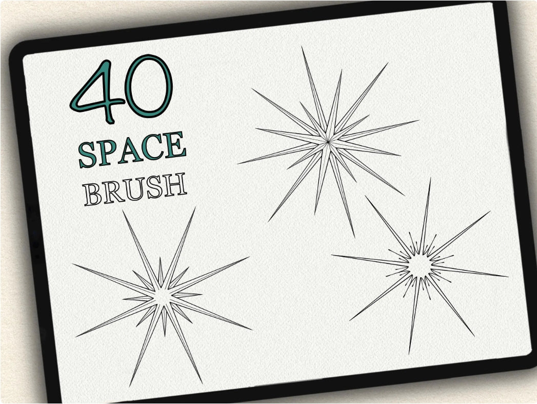 40 Space Tattoo Brushes – Stamp Set for Procreate, Photoshop & CSP | Collection 2024