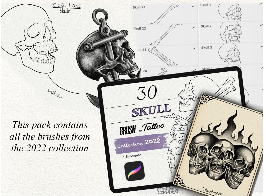 1057 Tattoo Brushes – Stamp Set for Procreate | Collection 2022