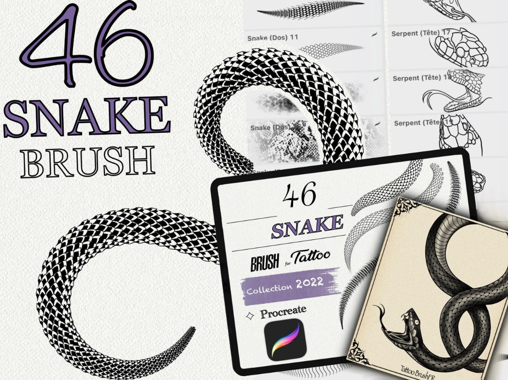 1057 Tattoo Brushes – Stamp Set for Procreate | Collection 2022