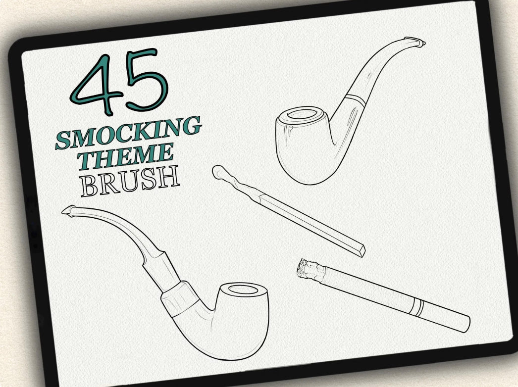 45 Smocking Theme Tattoo Brushes – Stamp Set for Procreate, Photoshop & CSP | Collection 2024