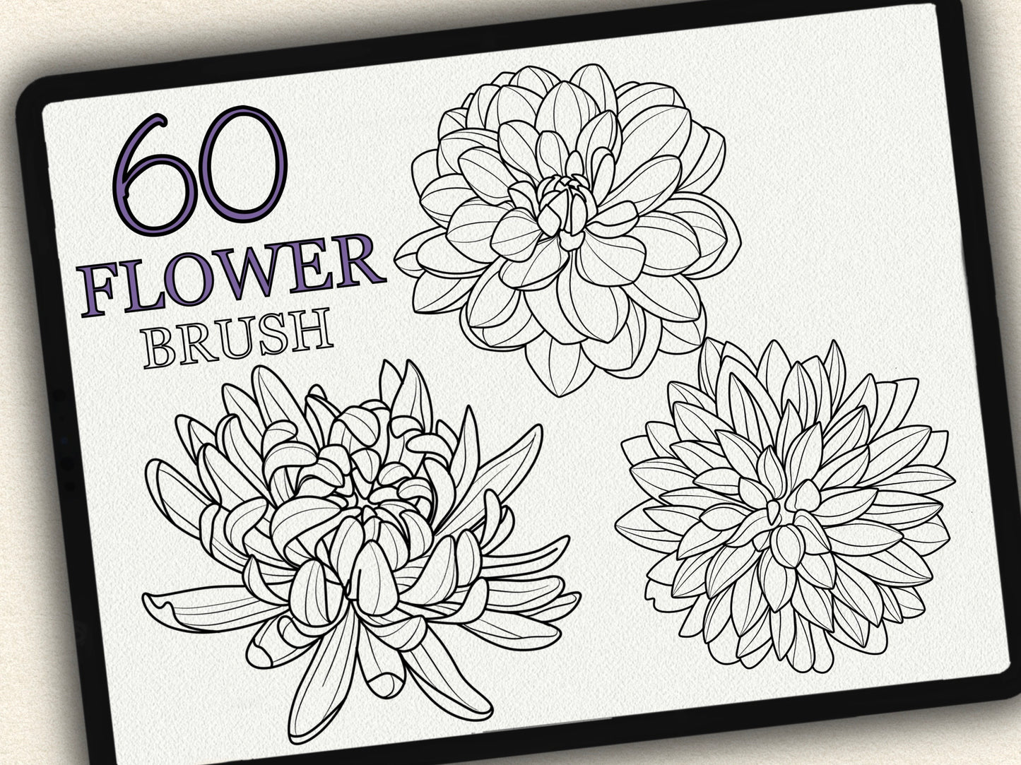 60 Flower Tattoo Brushes – Stamp Set for Procreate, Photoshop & CSP | Collection 2022