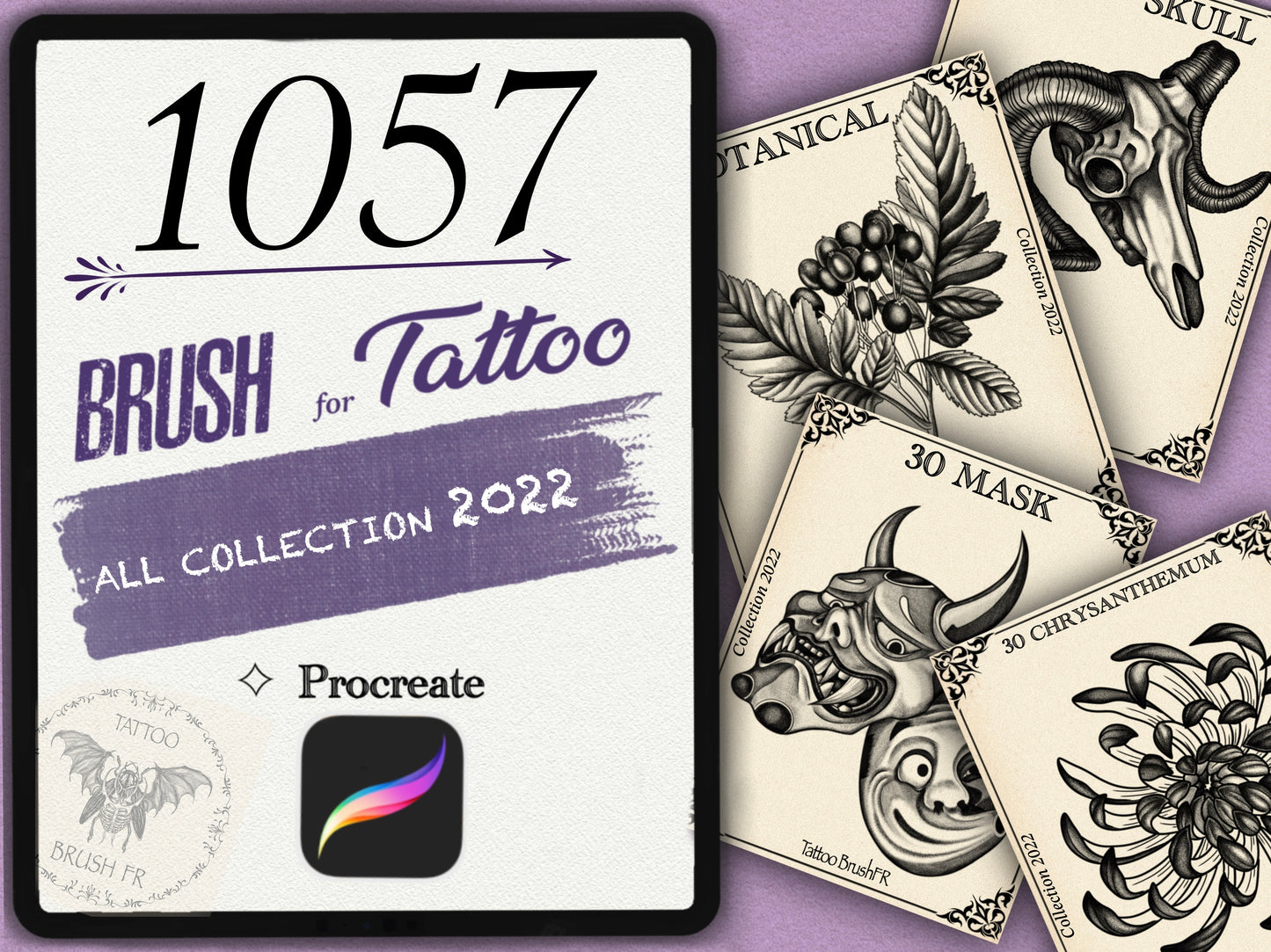 1057 Tattoo Brushes – Stamp Set for Procreate | Collection 2022