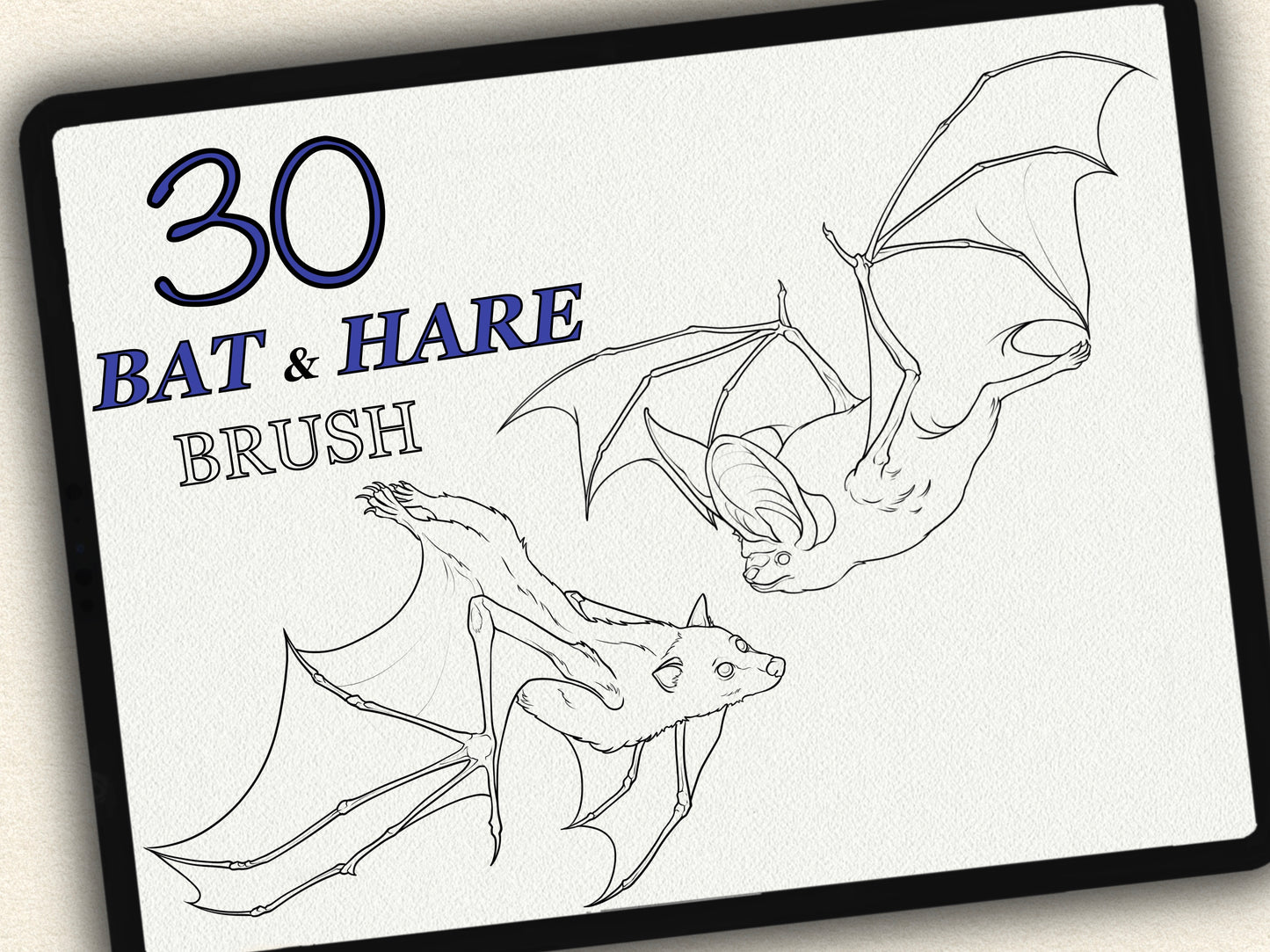 30 Bat & Hare Theme Tattoo Brushes – Stamp Set for Procreate, Photoshop & CSP | Collection 2025