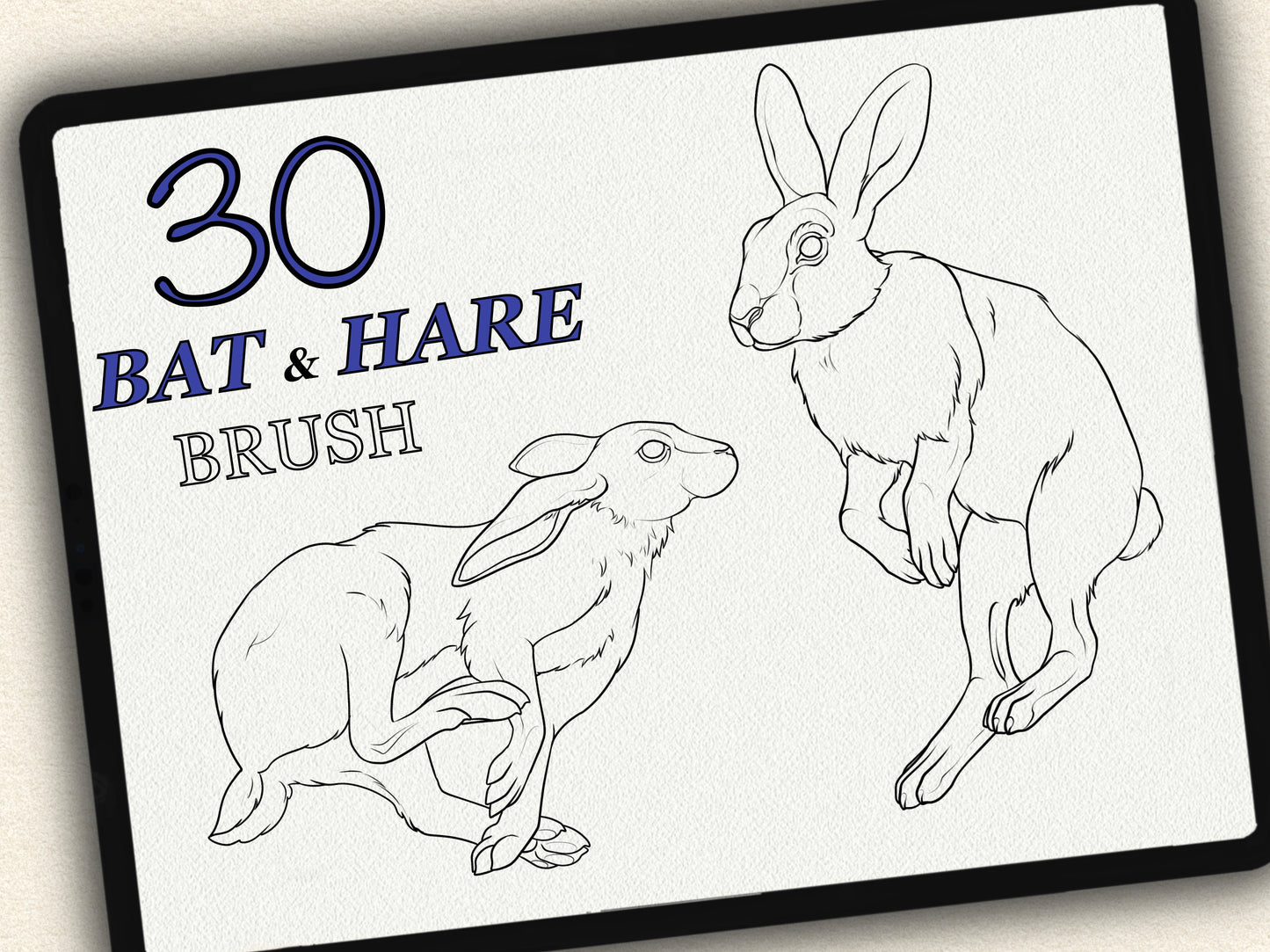 30 Bat & Hare Theme Tattoo Brushes – Stamp Set for Procreate, Photoshop & CSP | Collection 2025