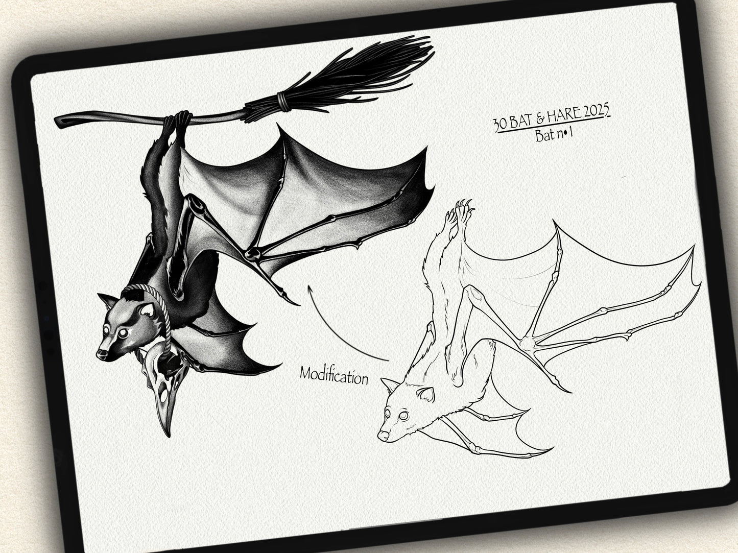 30 Bat & Hare Theme Tattoo Brushes – Stamp Set for Procreate, Photoshop & CSP | Collection 2025