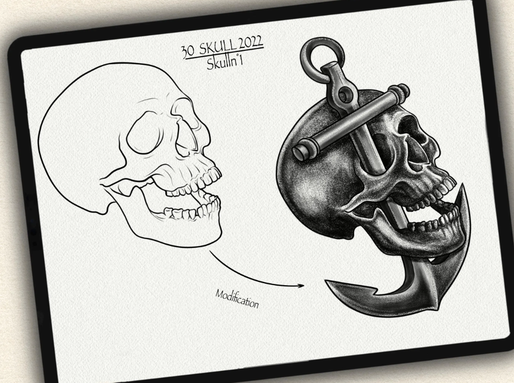 30 Skull Tattoo Brushes – Stamp Set for Procreate, Photoshop & CSP | Collection 2022