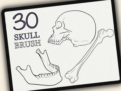 30 Skull Tattoo Brushes – Stamp Set for Procreate, Photoshop & CSP | Collection 2022