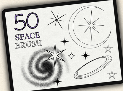 50 Space Tattoo Brushes – Stamp Set for Procreate, Photoshop & CSP | Collection 2022