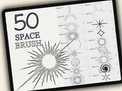 50 Space Tattoo Brushes – Stamp Set for Procreate, Photoshop & CSP | Collection 2022