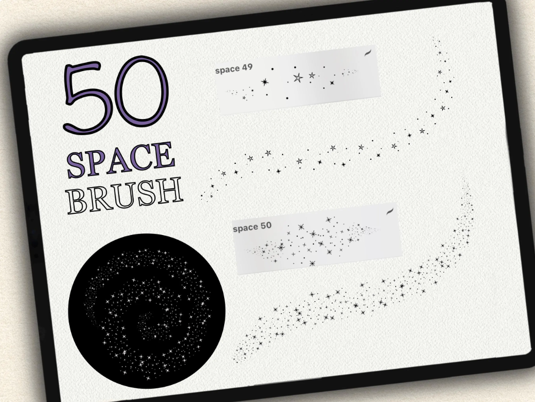 50 Space Tattoo Brushes – Stamp Set for Procreate, Photoshop & CSP | Collection 2022