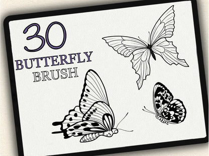 30 Butterfly Tattoo Brushes – Stamp Set for Procreate, Photoshop & CSP | Collection 2022