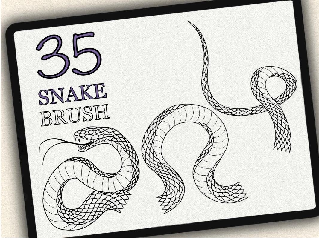 35 Snake (puzzle) Tattoo Brushes – Stamp Set for Procreate, Photoshop & CSP | Collection 2022