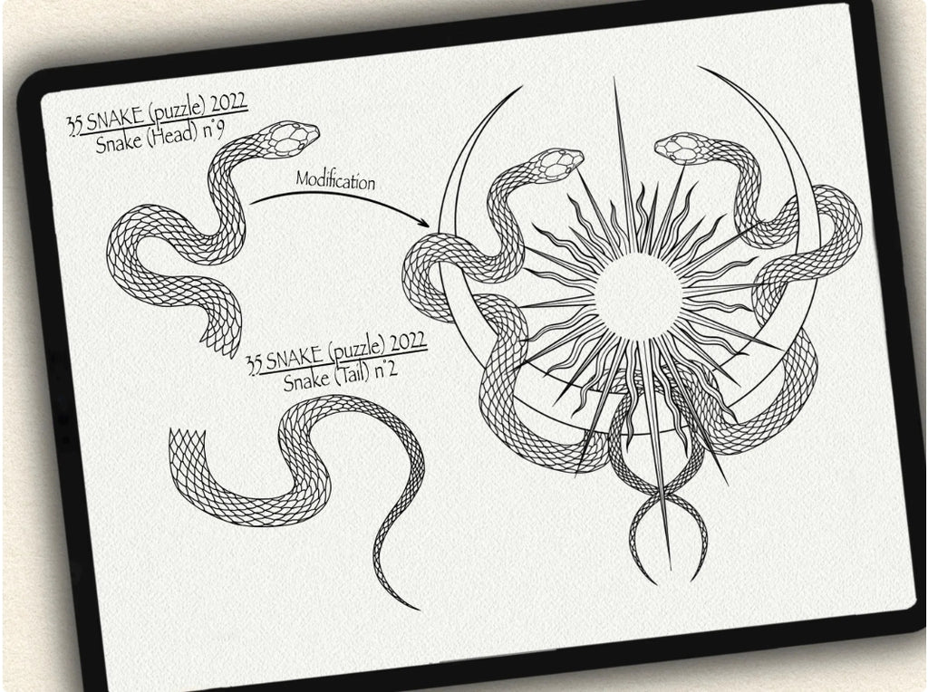 35 Snake (puzzle) Tattoo Stamps |2022 Collection