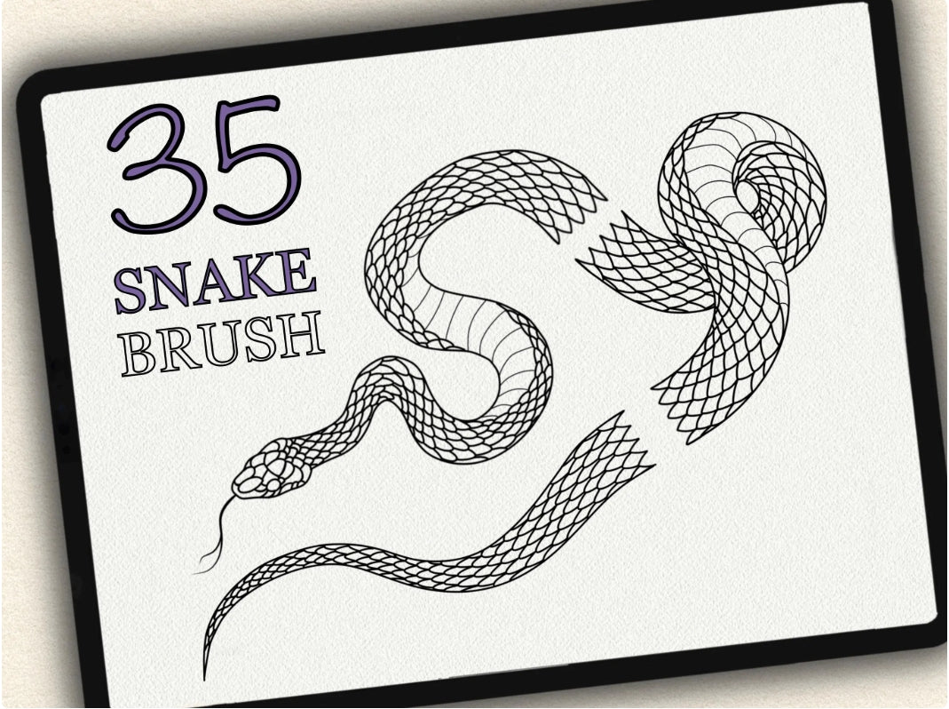 35 Snake (puzzle) Tattoo Brushes – Stamp Set for Procreate, Photoshop & CSP | Collection 2022