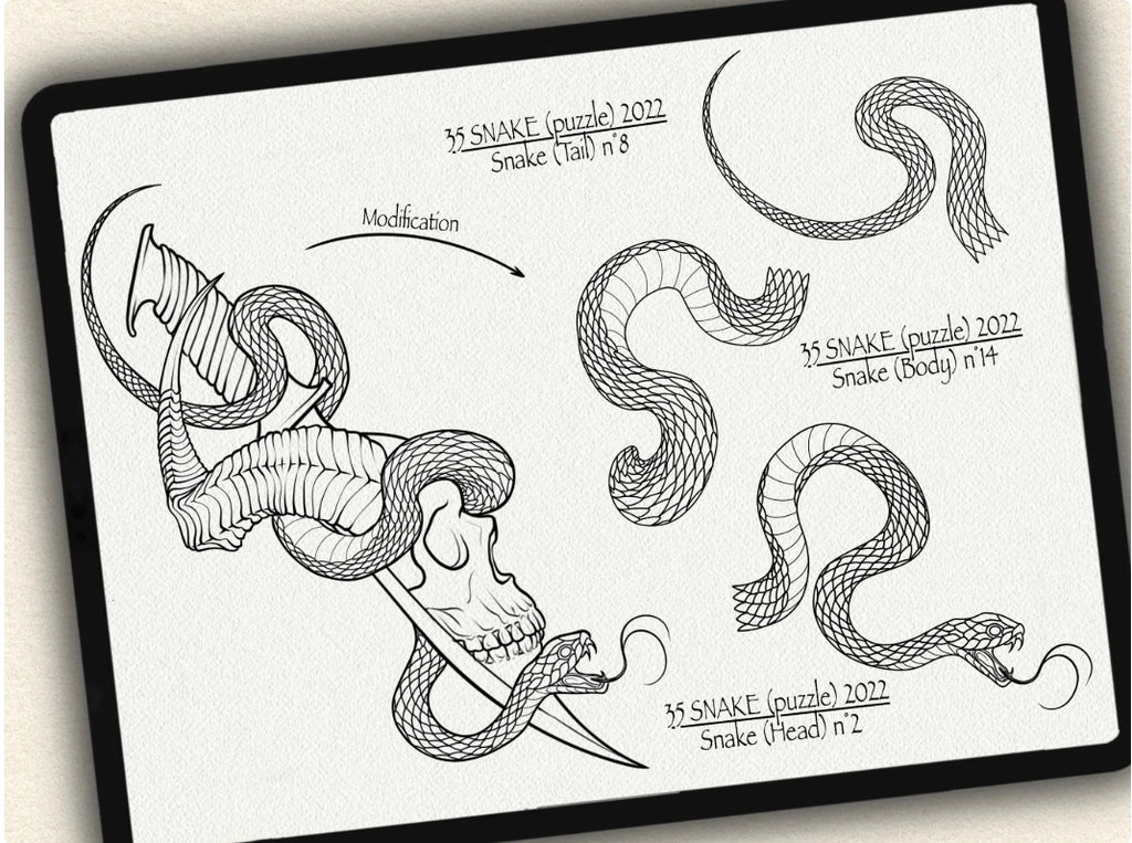 35 Snake (puzzle) Tattoo Stamps |2022 Collection