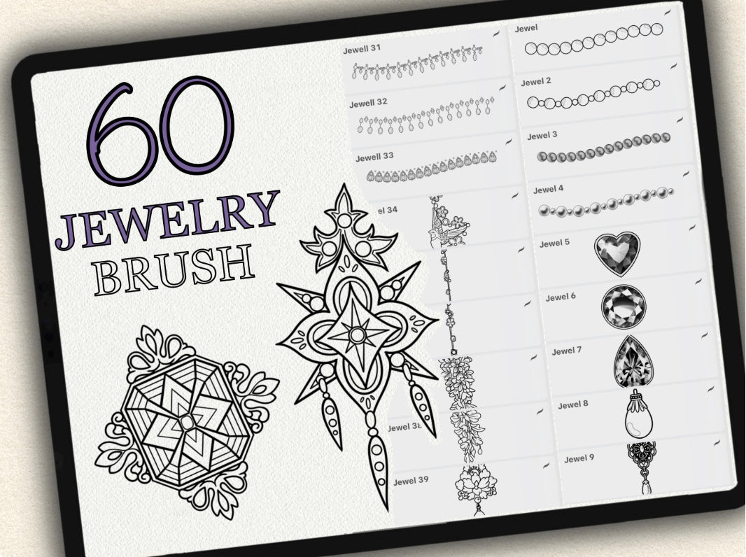 60 Jewerly Tattoo Brushes for Procreate | Collection 2022