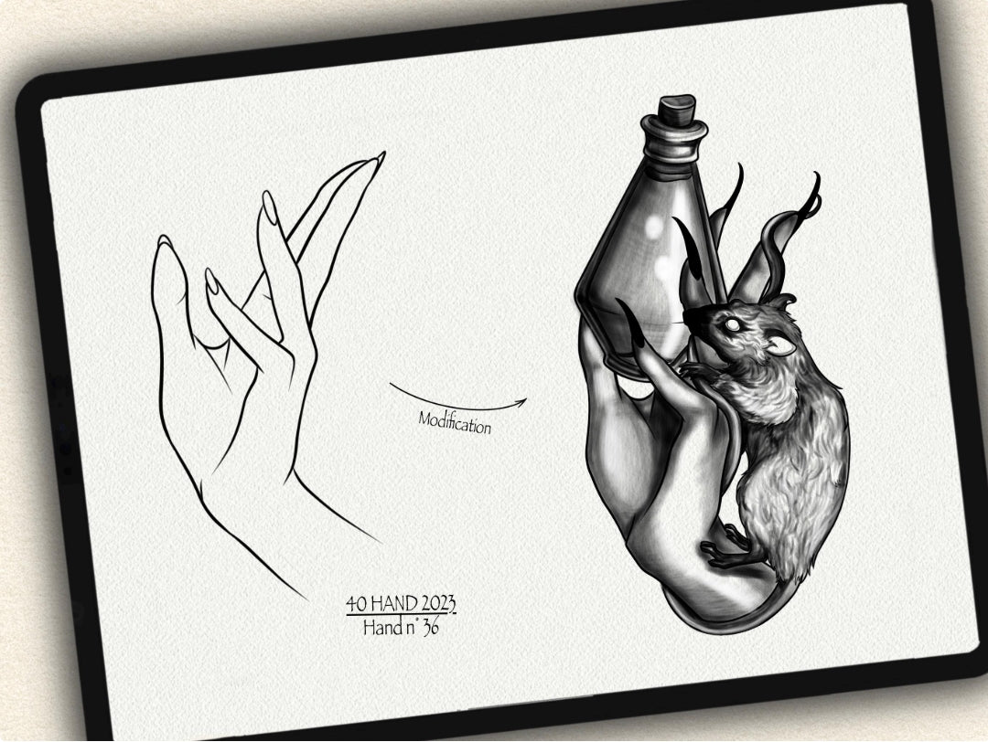 40 Hand Tattoo Brushes – Stamp Set for Procreate, Photoshop & CSP | Collection 2023