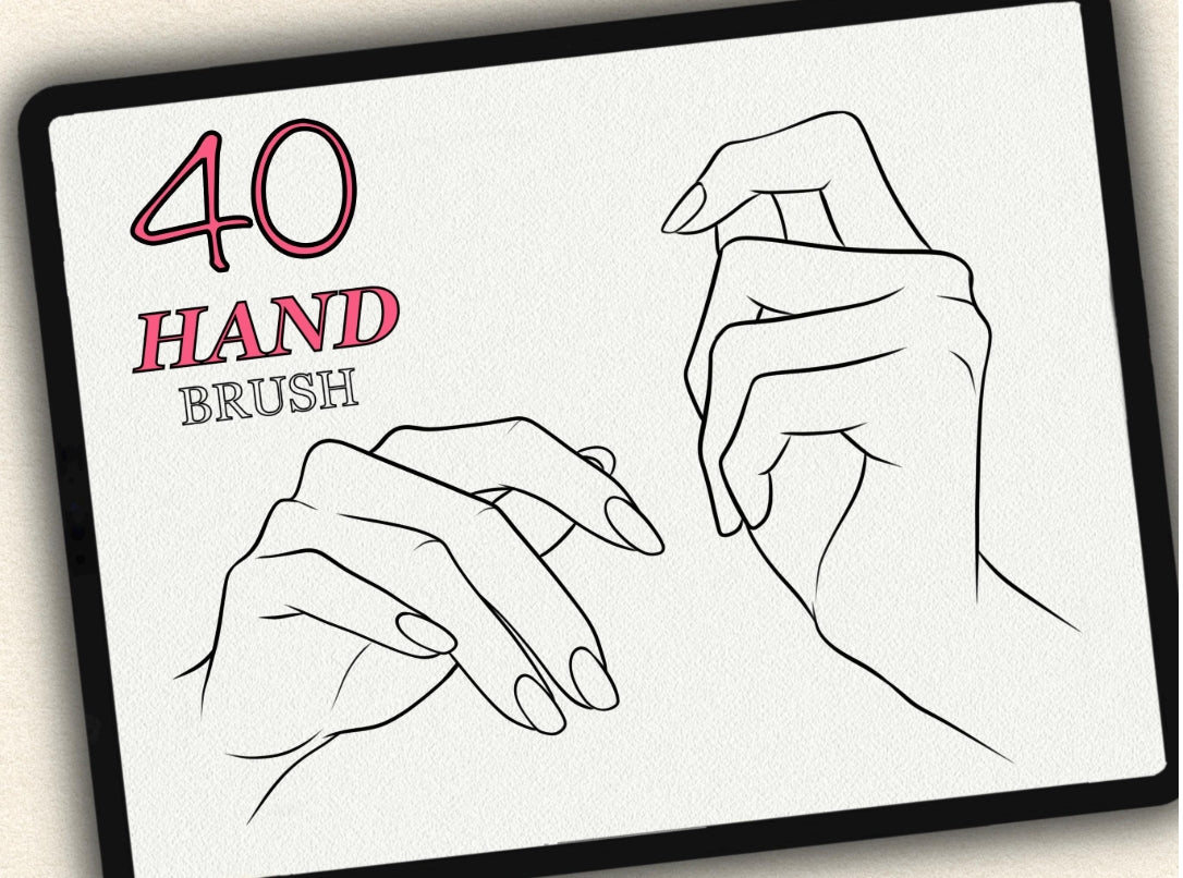 40 Hand Tattoo Brushes – Stamp Set for Procreate, Photoshop & CSP | Collection 2023