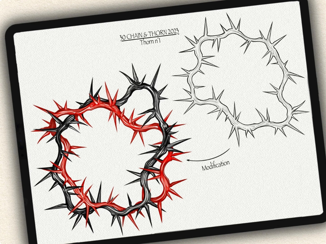 41 Chain & Thorn Tattoo Brushes – Stamp Set for Procreate, Photoshop & CSP | Collection 2023