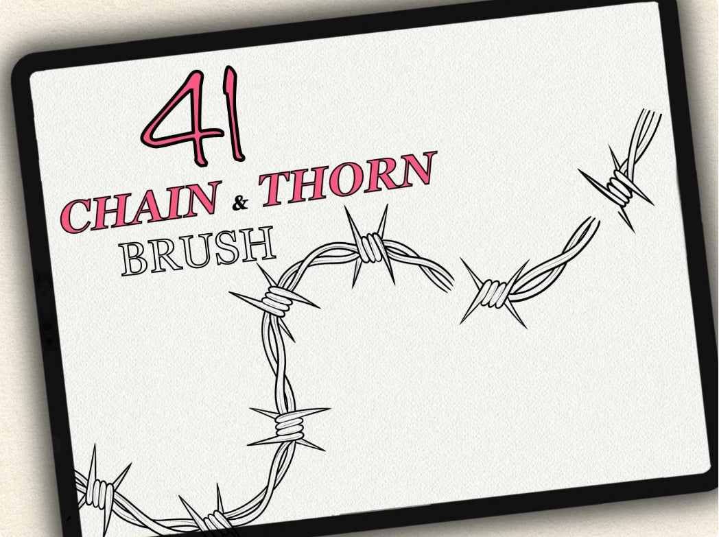 41 Chain & Thorn Tattoo Brushes – Stamp Set for Procreate, Photoshop & CSP | Collection 2023