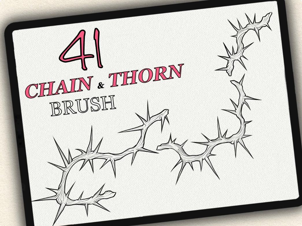 41 Chain & Thorn Tattoo Brushes – Stamp Set for Procreate, Photoshop & CSP | Collection 2023
