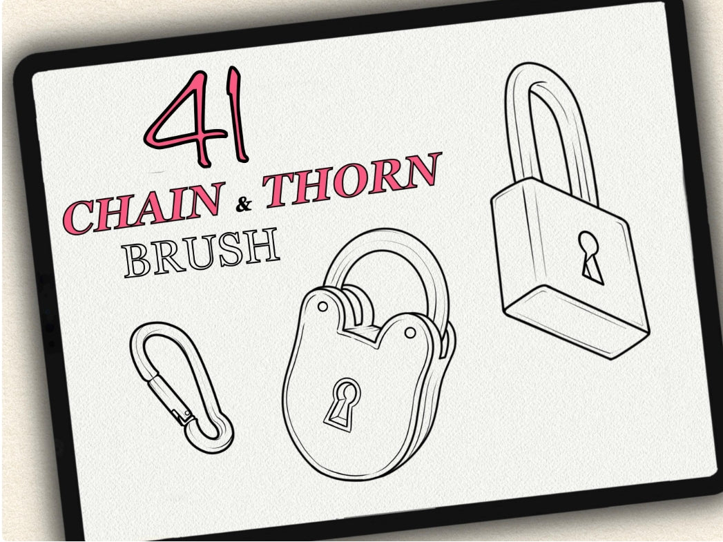 41 Chain & Thorn Tattoo Brushes – Stamp Set for Procreate, Photoshop & CSP | Collection 2023
