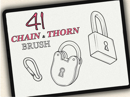 41 Chain & Thorn Tattoo Brushes – Stamp Set for Procreate, Photoshop & CSP | Collection 2023