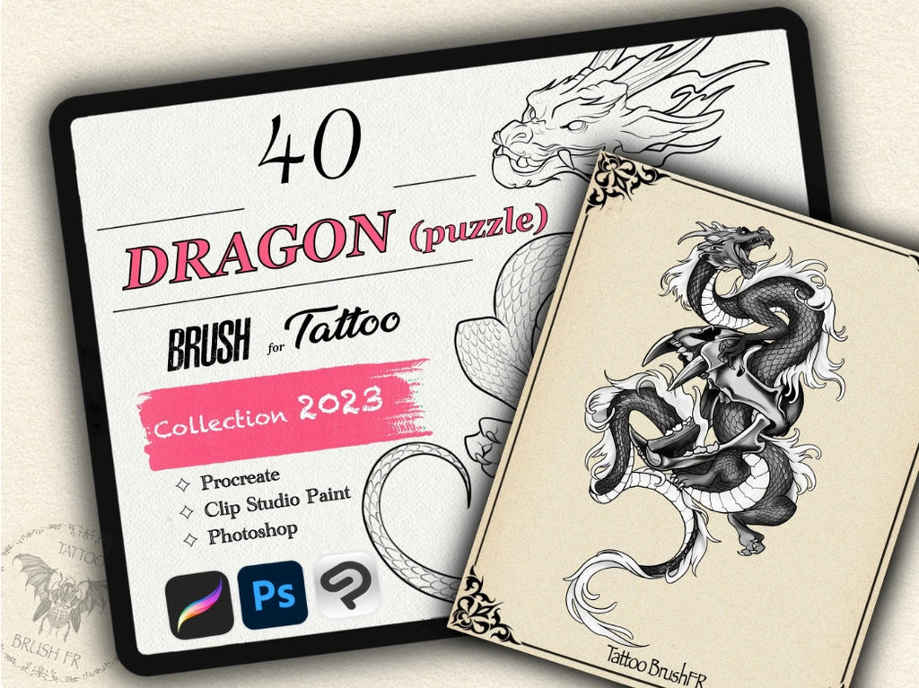 40 Dragons (Puzzle) Tattoo Stamps |2023 Collection