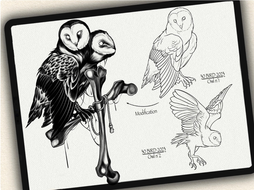 30 Bird Tattoo Brushes – Stamp Set for Procreate, Photoshop & CSP | Collection 2023