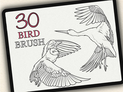 30 Bird Tattoo Brushes – Stamp Set for Procreate, Photoshop & CSP | Collection 2023