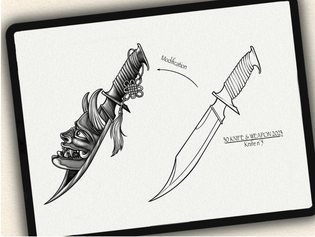 30 Knife & Weapon Tattoo Stamps |2023 Collection