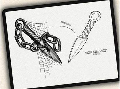 30 Knife & Weapon Tattoo Brushes – Stamp Set for Procreate, Photoshop & CSP | Collection 2023