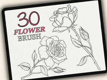 30 Flower Tattoo Brushes – Stamp Set for Procreate, Photoshop & CSP | Collection 2023