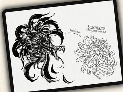 30 Flower Tattoo Brushes – Stamp Set for Procreate, Photoshop & CSP | Collection 2023