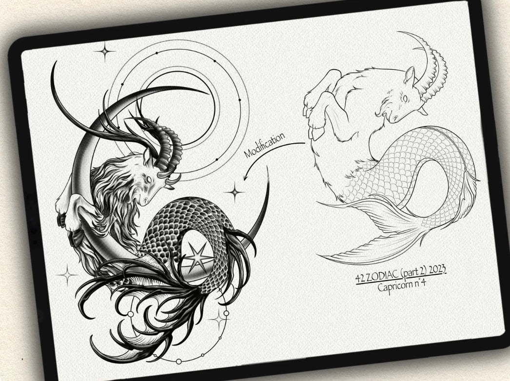 42 Zodiac Tattoo Brushes – Stamp Set  – Part 2 –  for Procreate, Photoshop & CSP | Collection 2023
