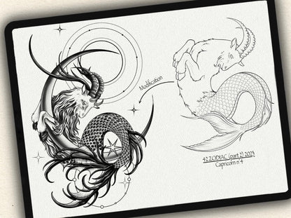 42 Zodiac Tattoo Brushes – Stamp Set  – Part 2 –  for Procreate, Photoshop & CSP | Collection 2023