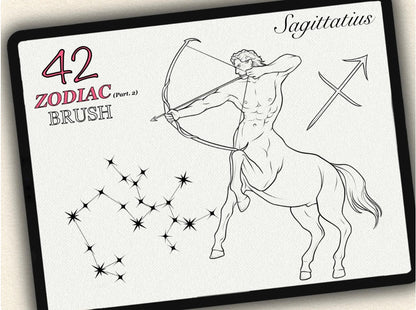 42 Zodiac Tattoo Brushes – Stamp Set  – Part 2 –  for Procreate, Photoshop & CSP | Collection 2023