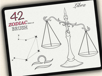 42 Zodiac Tattoo Brushes – Stamp Set  – Part 2 –  for Procreate, Photoshop & CSP | Collection 2023
