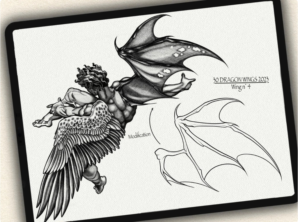 30 Dragons Wings Tattoo Stamps |2023 Collection