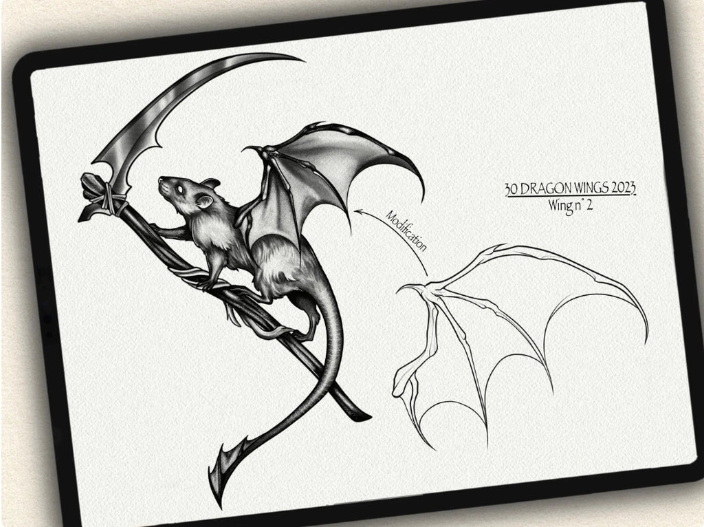 30 Dragons Wings Tattoo Stamps |2023 Collection