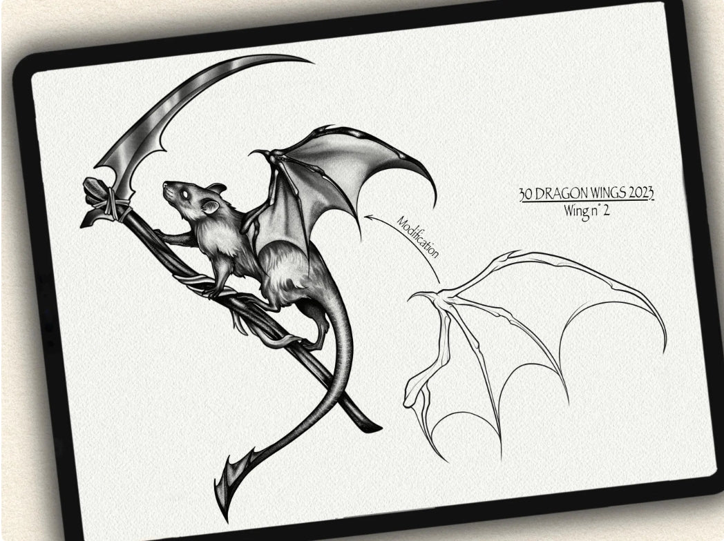 30 Dragons Wings Tattoo Brushes – Stamp Set for Procreate, Photoshop & CSP | Collection 2023
