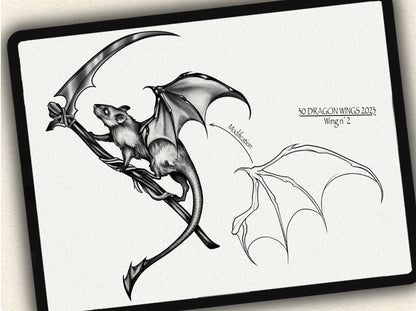 30 Dragons Wings Tattoo Brushes – Stamp Set for Procreate, Photoshop & CSP | Collection 2023