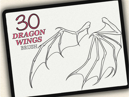 30 Dragons Wings Tattoo Brushes – Stamp Set for Procreate, Photoshop & CSP | Collection 2023