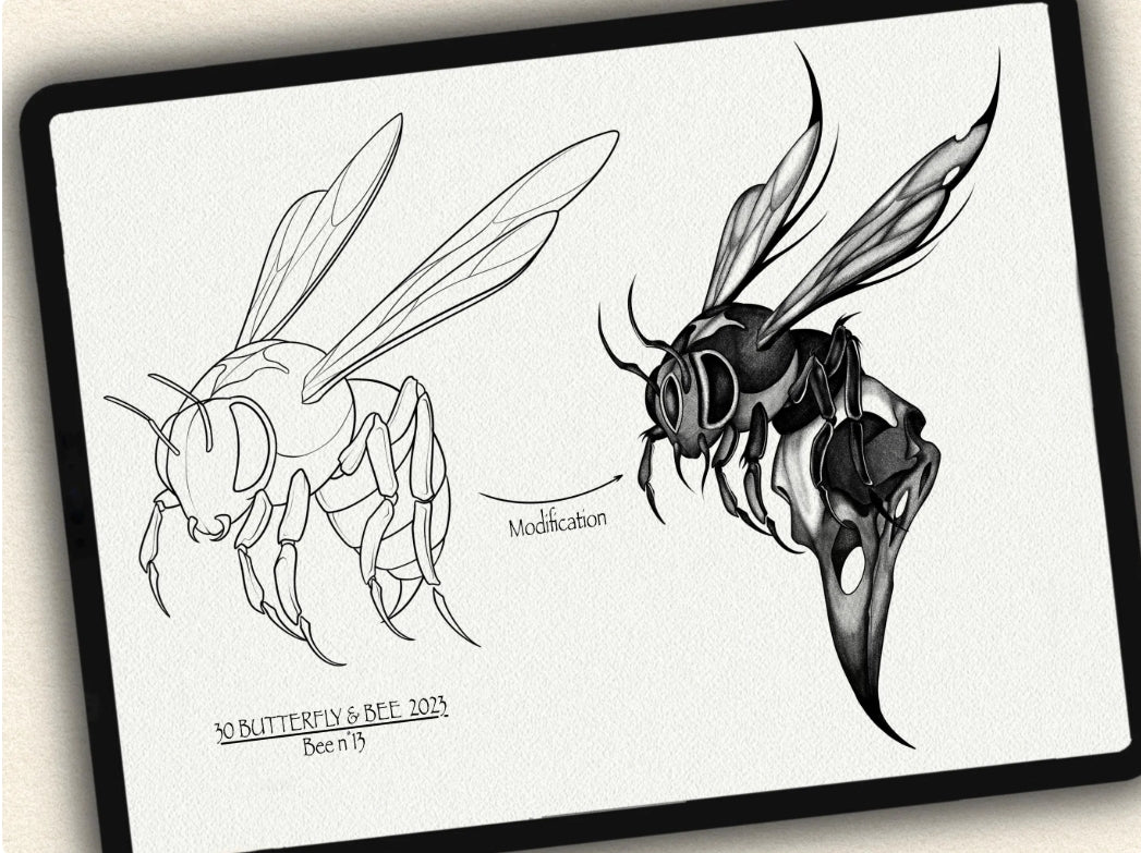 30 Butterfly & Bee Tattoo Stamps |2023 Collection