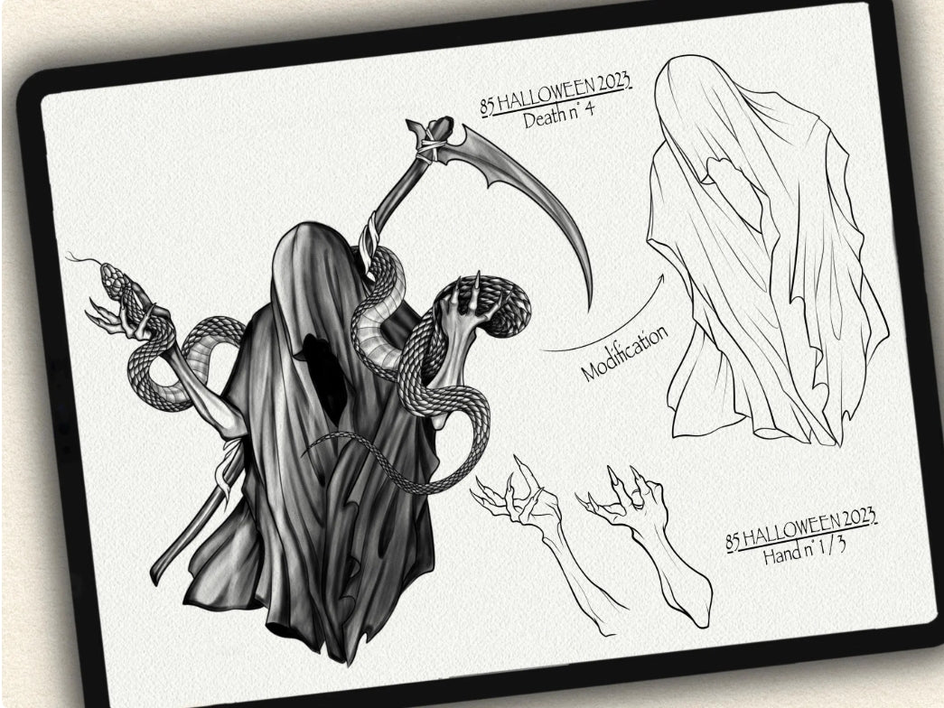 85 Halloween Tattoo Brushes – Stamp Set for Procreate, Photoshop & CSP | Collection 2023