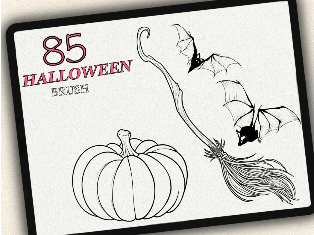 85 Halloween Tattoo Brushes – Stamp Set for Procreate, Photoshop & CSP | Collection 2023