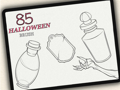 85 Halloween Tattoo Brushes – Stamp Set for Procreate, Photoshop & CSP | Collection 2023